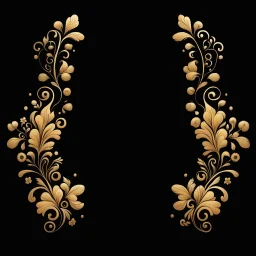 draw Russian patterns in the style of Khokhloma, Khokhloma with gold and black flowers