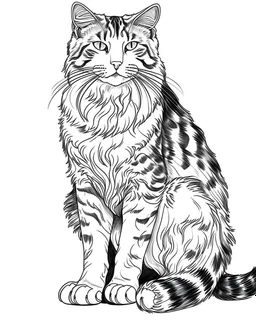 real massive Cat, coloring image , full body (((((white background))))), only use an outline., real style, line art, white color, clean line art, white background, Sketch style