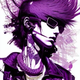 beautiful punk girl, hyper detailed, intricately detailed, illustration by <kilian eng> <Yoji Shinkawa>, purple tones,