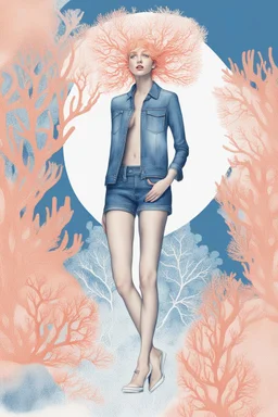 Designe mir eine Grafik für ein fashion booklet cover, welches Das thema denim und Korallen hat. Der Name der Kollektion lautet “CoralTech Fusion” und sollte auf der Grafik erkennbar sein. Es soll keine Person erkennbar sein. Nur Korallen