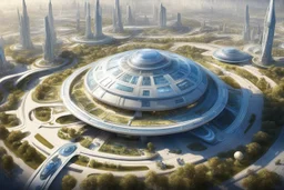 theme park of the city of the future 2050, star wars, fairy tale, radiance, abstraction, bird's eye view
