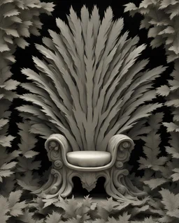 3d throne made out of leaves only , HYPER DETAILED.