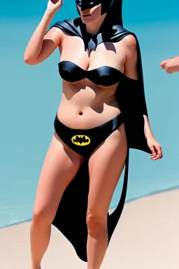 Batman on holiday in the algarve in his batman bikini and getting a bit fat