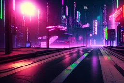 Cyberpunk street with holograms, 4k