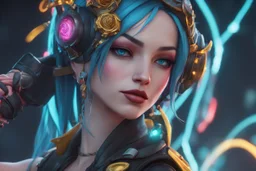 Jinx in 8k 3D animation artstyle, realistic them, neon effect, full body, intricate details, highly detailed, high details, detailed portrait, masterpiece,ultra detailed, ultra quality