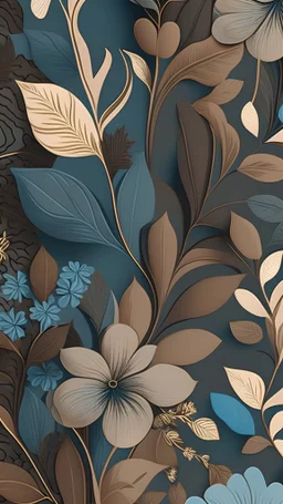 Boho Wallpapers Digital , Blue Brown Aesthetic Wallpaper , Shapes wallpaper , Neutral Floral, 4k, realistic, simple, refine, clean