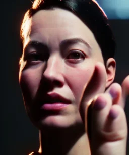 Ultra Realistic image portrait, medium shot view, woman making the fuck you finger gesture, highly detailed, unreal engine 5, RTX, ultra detail, volumetric lighting, finely drawn, high definition, high resolution.