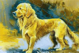 style of Frank Auerbach, Golden retriever dog