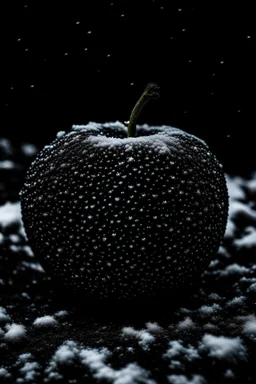 apple with snow and dark mood