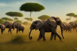 African savannah with elephants