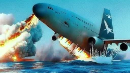 fighter jets shoot missiles at 747 plane and it crashes into the ocean