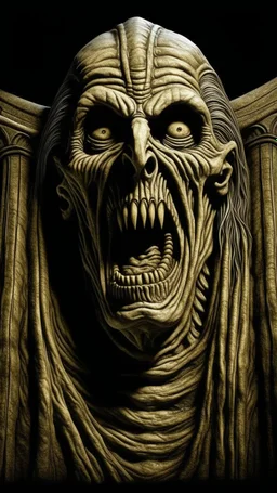 The mummy laying in his death chamber Howling in giger style