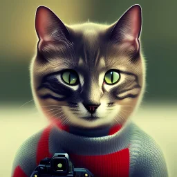 cat with a camera in his hand