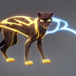 An electric type and dark type, Cheetah pokemon. Lightning bolts shapes as whiskers. Yellow and white fur coverd with blotchy black spots.