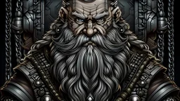 Cellshaded image of a Cyber hacker Dwarf, Gray and Black braided beard. Epic Canadian culture and pride.