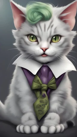 cute kitty in joker style,smile,realistic,real kitty