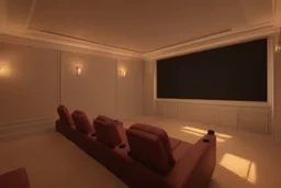 a dedicated home cinema room with ambient lighting in the walls