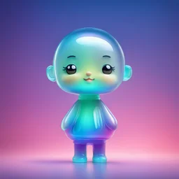 Create Glass cute figurine and gradient background