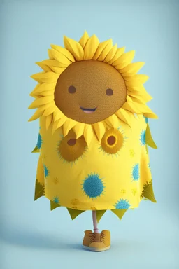 Cheery and cute sunflower avatar full body in fabric material