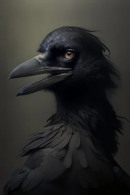 Portrait of human-crow hibrid