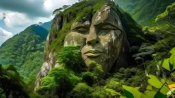 flat face of rock in the jungle at the foot of the mountain