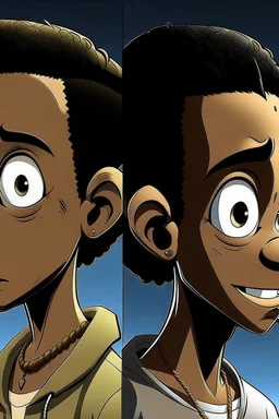 Generate a character modeled after the animation style of “The Boondocks”