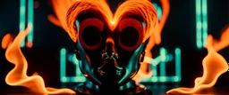 Heart Emoji on fire, cinematic, Fuji Film, Anamorphic lens, deep depth of field, cyber punk