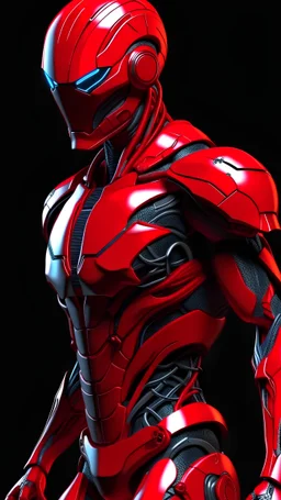 a Spiderman in cybernetic armor, ultra detalhado, cor vermelho . ::n_ desenho, Imperfection, baixa qualidade, boneco, jogo, anime, assinatura