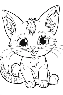 coloring page for kids, kitten , cartoon style, thick outline, low details, no shading, no color