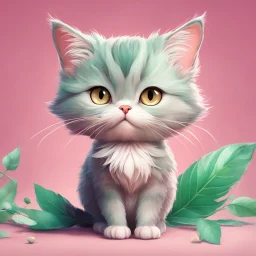 A delightful and adorable cartoon illustration featuring a cute mint-colored cat against a charming pink background, (delightful illustration:1.4), (adorable cartoon cat:1.5), (charming pink background:1.3), (expressive mint hues:1.2), inspired by the styles of cute cartoon artists, trending on ArtStation, Intricate, Sharp focus, vibrant lighting, (whimsical:1.4), (playful ambiance:1.3), (lush fur details:1.5), Cartoon, Masterful, Captivating, High Detail, Cinematic view