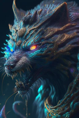 Mutant wolf Cat lion snake alien,FHD, detailed matte painting, deep color, fantastical, intricate detail, splash screen, complementary colors, fantasy concept art, 32k resolution trending on Artstation Unreal Engine 5