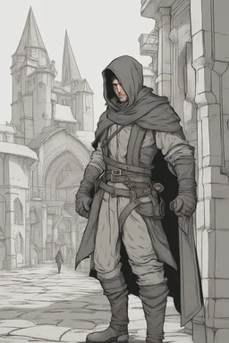 male human rogue adventurer in a medieval city