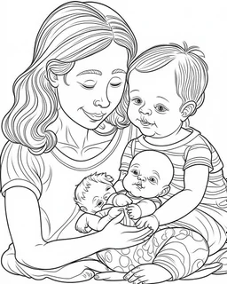 mothers day coloring with two babies