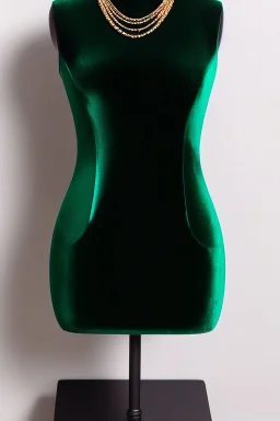 dark green velvet Necklace Mannequin Stand on a luxury table