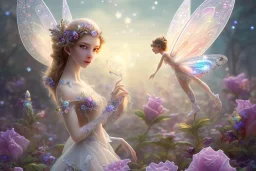 one very little beautiful fairy on a big crystal subtle flower in a galactic ambiance, transparent petals, delicate colors, in the foreground, full of details, smooth, bright sunshine，soft light atmosphere, light effect，vaporwave colorful, concept art, smooth, extremely sharp detail, finely tuned detail, ultra high definition, 8 k, unreal engine 5, ultra sharp focus