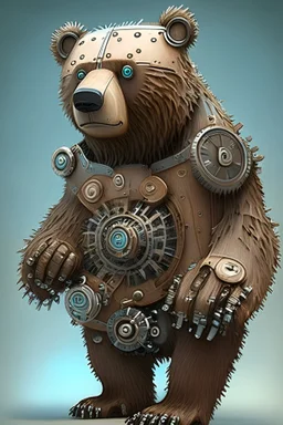 A Cartoonic mechanical-looking bear