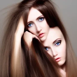 long hair, fashion, mature female, life like, only big eyes