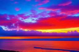 Brilliant sunset at Honolulu Hawaii covered in winter snow and ice at sunset, alcohol inks, dazzling wet bright colors, winter wonderland