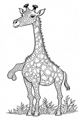 outline art for Giraffe coloring pages with sitch, white background, Sketch style, full body, only use outline, toddlers style, clean line art, white background, no shadows and clear and well outlined.