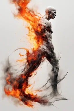 art, abstract, human, burning edges, (intense and emotional visual experience:1.5), (captivating and fiery ambiance:1.3), (dramatic and captivating essence:1.2), (fiery details:1.3), white background