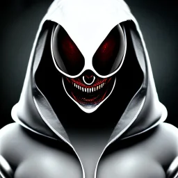 a alien wearing a black hood covering the eyes