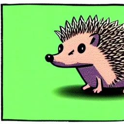 hedgehog, cute, brown body, humanoid body, arms, legs, cute face, cartoon, soviet cartoon, standing on two, belly,