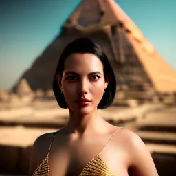 portrait of a women glamourous in front of great pyramids