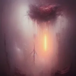 photographic camera in abstract style. fog and smoke in atmosphere. bokeh, lens flare. Dark mood. Dripping paint. oil on canvas, high detailed. beksinski