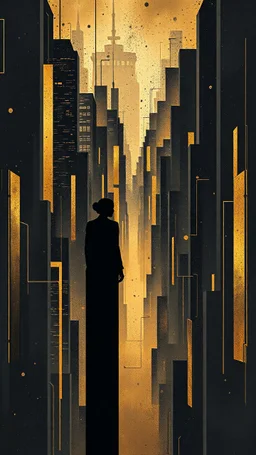 Big city , many levels ,minimalism,Abstract black and gold minimalism geometric surreal beautiful fashion portrait,splash art explosion,minimalist surreal surrounding background,surreal lonely depth,deep soul spirit,fantasy surreal geometry,flat,utopia,album art,cover art,album cover,cinematic,8k,epic movie still,sharp focus,by Gustav Klimt,pascal blanche,rutkowski,repin,artstation hyperrealism painting concept art of detailed character,design matte painting,leaf