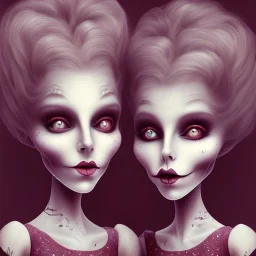 extrem tim burton style of the evil stepsisters, sharp focus