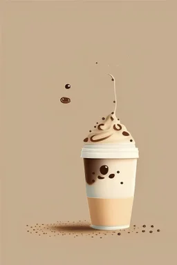 Design a minimalist image featuring a coffee cup, Frappuccino cup or a coffee bean. Make it cute and bubbly