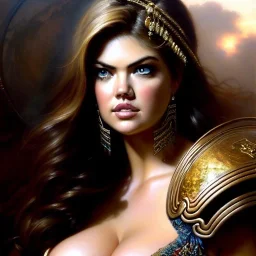 portrait beautiful face kate upton, busty,ancient metal armor balanciaga fashion clothe painting by gaston bussiere, greg rutkowski, yoji shinkawa, yoshitaka amano, tsutomu nihei, donato giancola, tim hildebrandt, oil on canvas, cinematic composition, extreme detail,fit full head inside picture,16k