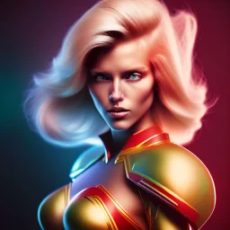 blonde superwoman. oil on canvas, kodachrome, volumetric light