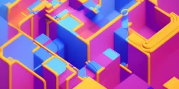 3D colorful geometric installation, simplistic, studio lighting, C4D, 16k, Behance, Artstation, centered, top down camera, vibrant